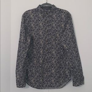 Navy Blue Floral Button Down